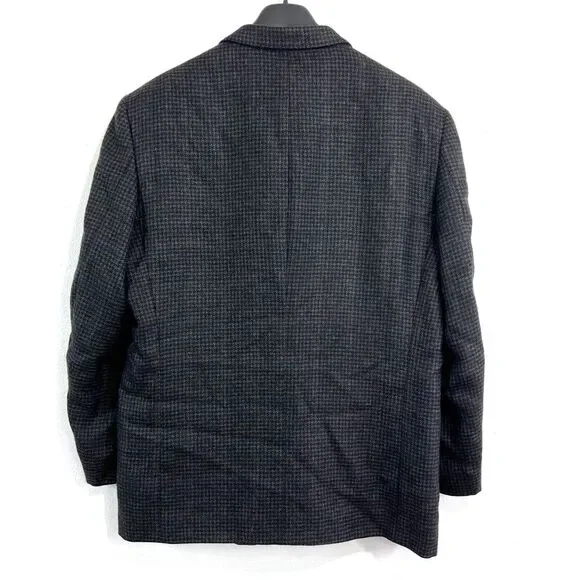 VTG Oscar De La Renta 48L Gray 100% Wool Tweed 2Btn Blazer Jacket Sport Coat‎